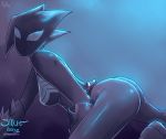  alien black_and_blue black_body breasts butt female humanoid mania_(marvel) marvel monochrome simple_background smutbase solo spikes symbiote 