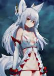  1girl animal_ear_fluff animal_ears breasts character_request cleavage eyebrows_visible_through_hair fox_ears fox_girl fox_tail hair_between_eyes highres long_hair looking_at_viewer midriff navel original panties red_panties small_breasts solo tagme tail underwear yoshizawa_tsubaki 