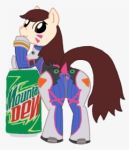  blizzard_entertainment butt equid equine fan_character female female/female hasbro horse low_res mammal mountain_dew my_little_pony overwatch sodapopman solo thick_thighs tracer_(overwatch) video_games 