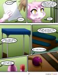  anthro brown_body brown_eyes colored comic darkmirage dialogue digital_media_(artwork) doctor english_text eyebrows felid feline felis female fur hi_res male male/female mammal pink_body pink_fur quetzalli_(character) redoxx text 