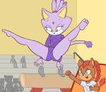  2020 absurd_res anthro athletic barefoot biped blaze_the_cat breasts camel_toe clothed clothing digital_media_(artwork) domestic_cat fan_character feet felid feline felis female fingers flexible fur group gym gymnastics hair hi_res leotard loshon male mammal purple_body smile sonic_the_hedgehog_(series) spread_legs spreading toes video_games 