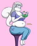  4:5 anthro breasts cleavage clothed clothing female hair hi_res lordstormcaller mammal rodent salad sciurid slightly_chubby solo 