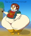  absurd_res animal_humanoid avian avian_humanoid beak belly big_belly big_butt bottomless breasts brown_hair butt clothed clothing coconut dialogue drupe_(fruit) english_text female food fruit hair hi_res holding_belly huge_butt huge_hips huge_thighs humanoid humanoid_pointy_ears hyper hyper_butt hyper_hips hyper_thighs jayofthedamned medli navel nintendo nose_beak obese obese_female obese_humanoid open_mouth open_smile outside overweight overweight_female overweight_humanoid plant ponytail red_eyes rito shirt smile solo tan_body text the_legend_of_zelda thick_thighs tight_clothing tight_shirt tight_topwear topwear video_games wide_hips wind_waker 