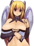  astraea blonde_hair breasts chain collar huge_breasts kasutaso red_eyes solo sora_no_otoshimono wings 