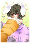  animal_ears black_hair bunny_ears carrot inaba_tewi ninamo red_eyes solo touhou 