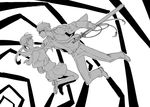  1girl doujima_nanako glasses greyscale magi12 monochrome narukami_yuu older persona persona_4 school_uniform sword teenage weapon 