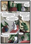 2024 5_fingers age_difference anthro barefoot biped blue_clothing blue_robe border brown_eyes cape carpet claws clothed clothing comic countershade_neck countershading detailed_background dialogue digital_media_(artwork) dragon elderly english_text eyes_closed facial_horn feet finger_claws fingers fire gem geminisaint green_body green_spines group hands_behind_back head_spines hi_res horn inside jewelry king looking_at_another male membrane_(anatomy) membranous_wings motion_lines multicolored_body mythological_creature mythological_scalie mythology neck_spines older_anthro older_male open_mouth page_number pillar plantigrade red_cape red_carpet red_clothing robe royalty ruby_(gem) scalie sekk&#039;ral sekk&#039;ral&#039;s_father shaded shadow shaking simple_background speech_bubble spines stairs stone_floor stone_wall tail tail_spines teeth text toe_claws tongue torch trembling two_tone_body url wall_(structure) white_border white_clothing white_horn white_robe wing_claws wings younger_anthro younger_male