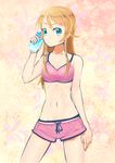  ameya_shioichi blue_eyes hair_ornament hairclip kousaka_kirino long_hair navel orange_hair ore_no_imouto_ga_konna_ni_kawaii_wake_ga_nai short_shorts shorts solo sports_bra 