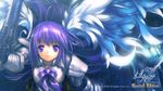  armor aselia eien_no_aselia purple_hair sword violet_eyes weapon wings 