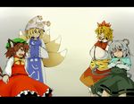  animal_ears cat_ears cat_tail chen fox_tail fubuki_(ringdeng) highres mouse_ears mouse_tail multiple_girls nazrin short_hair tail toramaru_shou touhou yakumo_ran 