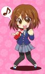  bad_id bad_pixiv_id brown_eyes brown_hair chibi hirasawa_yui k-on! masuyama_kei pantyhose school_uniform short_hair solo utauyo_miracle 