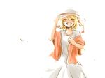  :d bad_id bad_pixiv_id blonde_hair closed_eyes happy hat kagamine_rin open_mouth ryou_(fallxalice) short_hair shuujin/kami_hikouki_(vocaloid) smile solo vocaloid 
