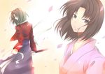  black_hair highres jacket japanese_clothes kara_no_kyoukai kazanami kimono red_jacket ryougi_shiki short_hair 