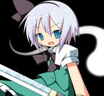  bad_id bad_pixiv_id blue_eyes ghost hinata_ichi katana konpaku_youmu silver_hair solo sword touhou weapon 