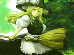  bad_id bad_pixiv_id blonde_hair broom green hat kirisame_marisa long_hair solo toniko touhou witch_hat 