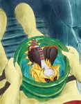  bad_pixiv_id bucket chibi crossover gake_no_ue_no_ponyo gen_4_pokemon giratina kabocha_torute parody pokemon pokemon_(creature) ponyo water 