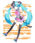  animal_ears aqua_eyes aqua_hair bad_id bad_pixiv_id cat_ears cat_tail gloves hatsune_miku headphones headset highres long_hair mizuki_(koko_lost) paw_gloves paws shoes skirt solo tail thighhighs twintails very_long_hair vocaloid zettai_ryouiki 