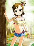  bad_id bad_pixiv_id bare_shoulders bikini bikini_under_clothes crop_top futami_mami hanatsuka idolmaster idolmaster_(classic) navel open_fly short_hair short_shorts shorts side-tie_bikini side_ponytail smile solo swimsuit swimsuit_under_clothes unbuttoned unzipped 