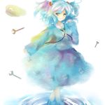  backpack bad_id bad_pixiv_id bag blue_eyes blue_hair hair_bobbles hair_ornament kawashiro_nitori key short_hair solo touhou twintails two_side_up une-une wrench 