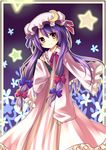  amane_kurumi cloak crescent hat highres long_hair patchouli_knowledge purple_eyes purple_hair solo touhou 