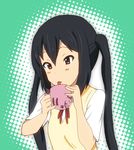  bad_id bad_pixiv_id black_hair brown_eyes cup k-on! kanbe_piroshiki licking long_hair nakano_azusa neck_ribbon red_ribbon ribbon school_uniform solo teacup twintails 