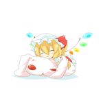  bad_id bad_pixiv_id blonde_hair chibi eiri_(eirri) flandre_scarlet hat highres solo stuffed_animal stuffed_bunny stuffed_toy touhou wings 