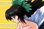  black_hair bow cape collarbone fue_(fuef) green_bow hair_bow long_hair nude portrait profile red_eyes reiuji_utsuho solo touhou wings 