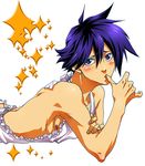  apron blue_hair blush crossdressing male_focus naked_apron older pout shirtless simon solo tengen_toppa_gurren_lagann 