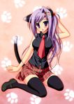  absurdres animal_ears cat_ears highres nekomimi overfiltered prism_rhythm purple_hair sesena_yau skirt tail thigh-highs thigh_highs thighhighs tokitou_kasumi 