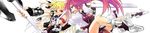  arm_belt arm_guards bardiche blonde_hair blue_eyes breasts cropped_jacket fate_testarossa fingerless_gloves gloves hair_ribbon jacket levantine long_hair long_image lyrical_nanoha magical_girl mahou_shoujo_lyrical_nanoha mahou_shoujo_lyrical_nanoha_a's mahou_shoujo_lyrical_nanoha_strikers medium_breasts multiple_girls open_clothes open_jacket pink_hair ponytail red_eyes ribbon signum sword twintails waist_cape weapon wide_image 