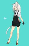  animal_ears bad_id bad_pixiv_id blue_eyes copyright_request gloves high_heels long_hair oekaki overalls shimura_nobuo shoes smile solo tail white_hair 