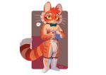 2026 4_fingers abs absurd_res anthro areola artist_name big_ears biped blush blush_lines bow_tie brown_background bulge calvin_mcmurray claws clothed clothed_anthro clothed_male clothing cydonia_xia detailed_bulge digital_media_(artwork) dipstick_tail domestic_cat facial_markings felid feline felis finger_claws fingers flaccid footwear fur genital_outline genitals glans glistening glistening_eyes green_bow_tie head_markings heart_symbol hi_res holding_object lackadaisy looking_at_viewer male male_anthro mammal markings mouth_closed multicolored_body multicolored_fur multicolored_tail muscular muscular_anthro muscular_male navel nipples orange_body orange_fur orange_sclera orange_stripes orange_tail pecs penis penis_outline pink_areola pink_nipples pink_nose red_background red_eyes simple_background socks solo speech_bubble striped_body striped_face striped_fur striped_markings striped_tail stripes tabby_cat tail tail_markings tan_body tan_fur tan_inner_ear text thong translucent translucent_clothing translucent_footwear translucent_socks translucent_thong translucent_underwear underwear whiskers white_background white_clothing white_footwear white_socks white_tail_tip white_thong white_underwear white_whiskers