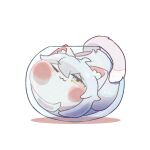  1girl :3 blush_stickers cat_girl cheek_squash chibi chibi_only commentary fishbowl kommy_(trickcal) maki2mawaru one_eye_closed solo tail trickcal watermark white_background white_hair 