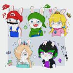 1:1 2025 amethyst_(gem) anthro backwards_hat bare_shoulders black_clothing black_facial_hair black_hair black_jacket black_mustache black_topwear blonde_hair blue_clothing blue_dress blue_eyes blue_overalls blush button_(fastener) cellphone closed_smile clothed clothed_anthro clothed_male clothing colored crossover crown digital_drawing_(artwork) digital_media_(artwork) dress ear_piercing edge_(mario_plus_rabbids) electronics ellipsis exclamation_point eyebrows eyelashes facial_hair female female_anthro flat_chested frisbee fully_clothed fully_clothed_anthro fully_clothed_male fur gem green_clothing green_eyebrows green_hair green_hat green_headwear green_shirt green_topwear group hair hair_over_eye half-closed_eyes hat headgear headwear hi_res jacket lagomorph light lighting long_ears long_hair looking_at_viewer male male_anthro mammal mario_bros mario_plus_rabbids_kingdom_battle mario_plus_rabbids_sparks_of_hope melee_weapon motion_lines mouth_closed multicolored_hair mustache narrowed_eyes nintendo noseless open_clothing open_jacket open_mouth open_topwear overalls peypey_mei1925 phone piercing pink_clothing pink_shirt pink_tongue pink_topwear plushie pupils purple_clothing purple_ear_piercing purple_eyelids purple_shirt purple_topwear question_mark rabbid rabbid_luigi rabbid_mario rabbid_peach rabbid_rosalina raving_rabbids rayman_(series) red_clothing red_hat red_headwear ruby_(gem) sapphire_(gem) shaded shirt shirtless_anthro shirtless_male short_hair simple_background smile sparkles speech_bubble spiky_hair star_(shape) star_ear_piercing sword tan_body tan_inner_ear tan_skin thick_eyebrows tongue topwear torn_clothing torn_shirt torn_topwear two_tone_hair ubisoft weapon white_background white_body white_fur white_pupils