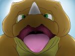 4:3 bodily_fluids cera_(the_land_before_time) ceratopsian ceratopsid chasmosaurine dinosaur don_bluth female feral first_person_view inside_mouth looking_at_viewer marginocephalian mouth_shot naoki open_mouth ornithischian prehistoric_species reptile saliva scalie solo the_land_before_time tongue triceratops vore