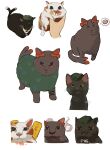  1other animal_focus bell black_cat bow calico_(pattern) calico_cat cat chen chen_(cat) commentary_request disembodied_hand dress ear_bow earrings forked_tail goutokuji_mike green_dress green_hat grey_cat grey_eyes hat highres huh?_cat_(meme) iwakoo jewelry kaenbyou_rin kaenbyou_rin_(cat) meme mob_cap multiple_views oo_ee_a_e_a_(meme) red_bow red_eyes simple_background single_earring skull tail touhou translation_request uncanny_cat_(meme) white_background yellow_eyes 