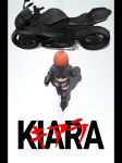  1girl absurdres akira_(manga) ass back belt black_belt black_jacket black_thighhighs character_name cropped_jacket ego_(takanashi_kiara) facing_away from_above full_body highres hololive hololive_english jacket motor_vehicle motorcycle notapplicable_p orange_hair parody pillarboxed poster_parody short_hair short_shorts shorts solo takanashi_kiara thighhighs title_parody virtual_youtuber 