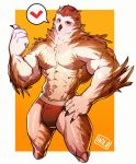  &lt;3 2020 abs anthro avian beak biceps bird blush briefs bulge claws clothing feathers hi_res holo_eden male muscular muscular_anthro muscular_male orange_background owl pecs prof._enoch red_clothing red_underwear simple_background solo spots tan_body tan_feathers underwear white_body white_feathers yellow_sclera 