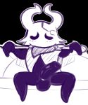  2020 anthro arthropod balls big_balls big_penis black_background black_balls black_body black_eyes black_glans black_penis blush bottomless cape clothed clothing eyes_closed fan_character felino felivessel flaccid foreskin genitals glans hi_res holding_object holding_staff hollow_knight insect male penis simple_background sitting sketch solo spread_legs spreading staff team_cherry uncut vessel_(species) video_games white_outline 