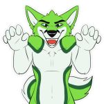  1:1 alpha_channel anthro black_eyebrows black_nose canid canine creepy digital_media_(artwork) eyebrows fidget_the_fox fox fur green_body green_eyes green_fur hair halloween holidays kwik_(artist) looking_at_viewer male mammal paws pivoted_ears simple_background smile smiling_at_viewer solo telegram telegram_stickers white_body white_fur 