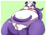  2020 absurd_res alp_(tas) anthro balls blush bodily_fluids cum ejaculation fur genital_fluids genitals giant_panda hi_res kemono kusosensei male mammal overweight overweight_anthro overweight_male penis purple_body purple_fur solo tokyo_afterschool_summoners ursid video_games white_body white_fur 