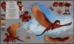  2020 absurd_res araivis-edelveys border digital_media_(artwork) dragon english_text feathered_dragon feathered_wings feathers female feral flying fur furred_dragon green_eyes grey_border hi_res model_sheet smile solo standing teeth text wings 