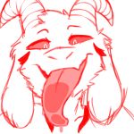  1:1 anthro asriel_dreemurr asriel_dreemurr_(god_form) bodily_fluids bovid caprine drooling dusto fangs goat horn licking licking_screen long_ears long_tongue male mammal saliva solo solo_focus tongue tongue_out undertale video_games 