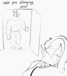  2020 anal anthro are_ya_winning_son? black_and_white bulge canid canine canis caught clothing coffee_mug dialogue domestic_dog doost english_text faceless_character father felid group hat headgear headwear hi_res humor lion male male/male mammal meme monochrome muscular muscular_anthro muscular_male navel oral pantherine parent pun rimming sex sketch smoking son standing surprise text underwear wide_eyed 