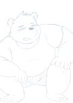  2020 absurd_res anthro bulge clothing hi_res humanoid_hands kemono male mame_taro mammal overweight overweight_anthro overweight_male plantigrade shirt simple_background solo topwear underwear ursid white_background 