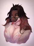  3:4 big_breasts blep breasts brown_body brown_scales clothed clothing digital_media_(artwork) eyewear female glasses hair neerishia nipples non-mammal_breasts reptile scales scalie snake solo tongue tongue_out wienermozart yellow_eyes 