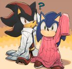  ? anthro aoki6311 baggy_clothing black_body black_fur black_nose blue_body blue_fur clothing countershading duo eulipotyphlan footwear fur green_eyes hedgehog jacket looking_at_viewer male mammal pink_clothing red_body red_eyes red_fur sega shadow_the_hedgehog shoes simple_background sonic_the_hedgehog sonic_the_hedgehog_(series) sweater tan_body tan_countershading tan_skin topwear video_games white_clothing 