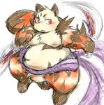  belly blush chiro_(artist) fanfan fur giant_panda kemono mammal moobs nipples overweight red_body red_fur solo ursid weapon white_body white_fur 