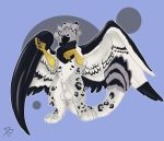  absurd_res animal_genitalia anthro avian balls beak big_balls bird cyrus_(klutztron) digitigrade feathered_wings feathers front_view genitals gryphon hi_res male mythological_avian mythology nude presenting sheath smile solo talons vailwolf wings 