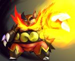  2011 anthro belly biped chiro_(artist) emboar fire kemono nintendo orange_body overweight overweight_anthro pok&eacute;mon pok&eacute;mon_(species) red_body solo video_games 